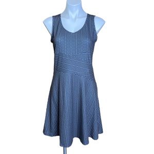 PRANA Emelie Geometric Stripe Flare Dress Gray Size Medium